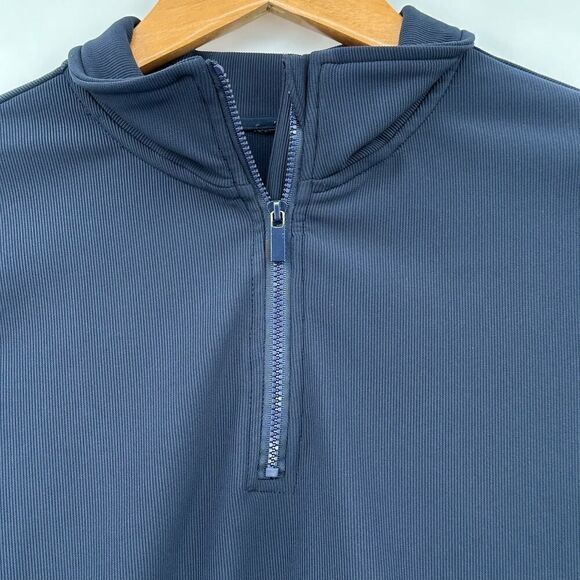 Move Theory Ribbed Crop Pullover 1/4 Zip Activewear Top Navy Blue Womens Large - Picture 9 of 9